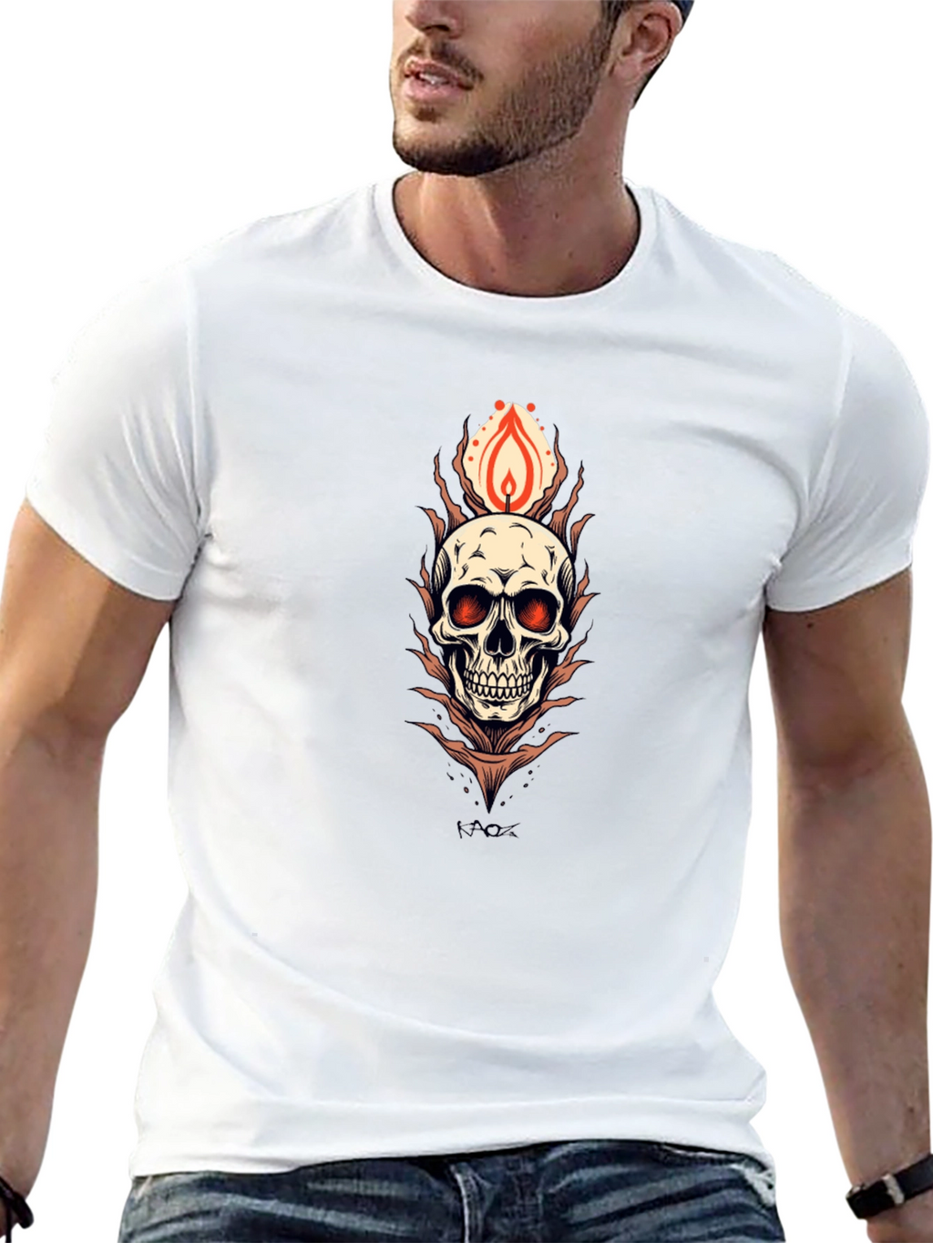 Skull Flame Graphic Tee - Mens Black T-Shirt