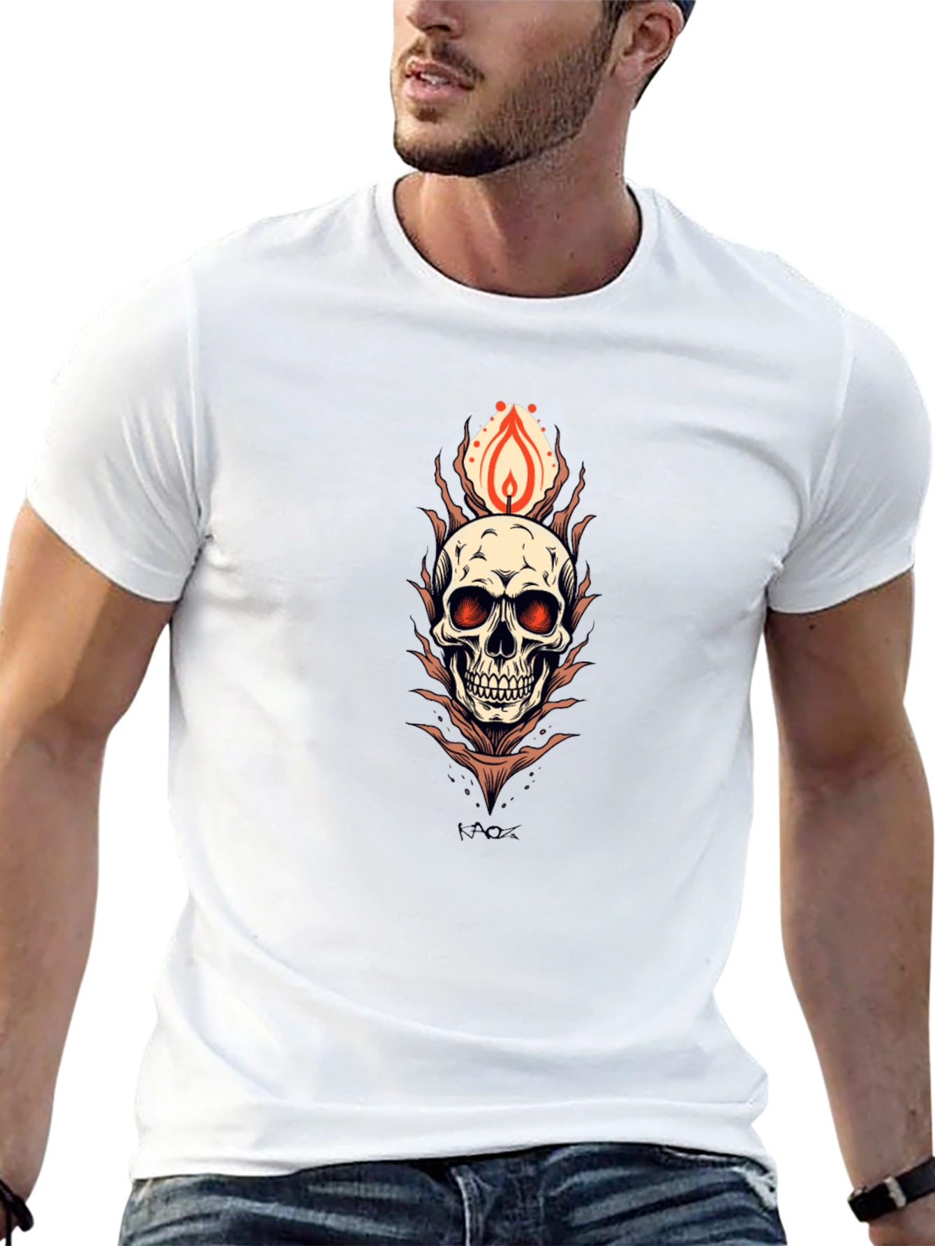Skull Flame Graphic Tee - Mens Black T-Shirt