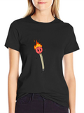 Funny Cartoon Matchstick Graphic T-Shirt
