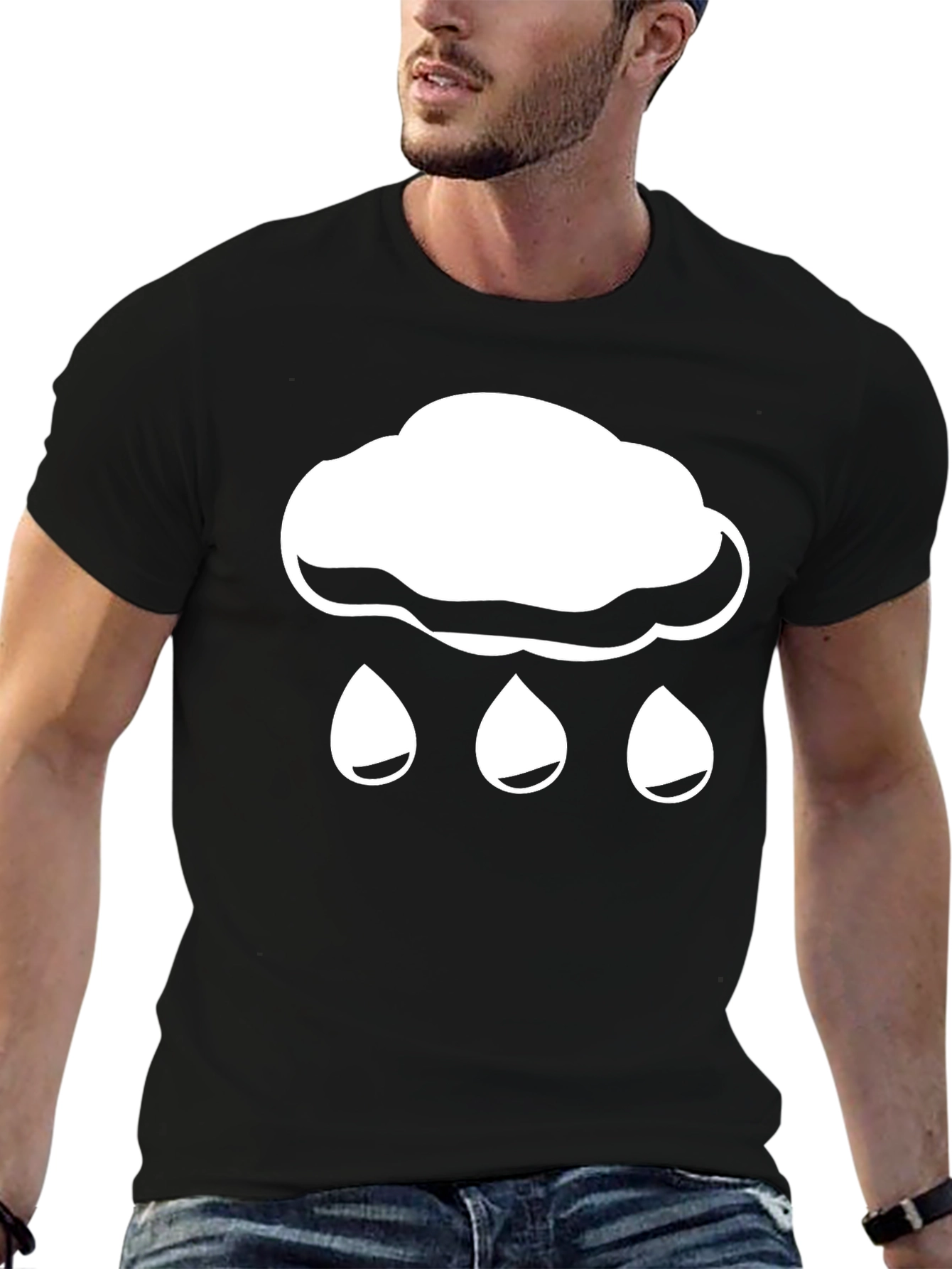 Rainy Day Cloud Graphic Tee - Black