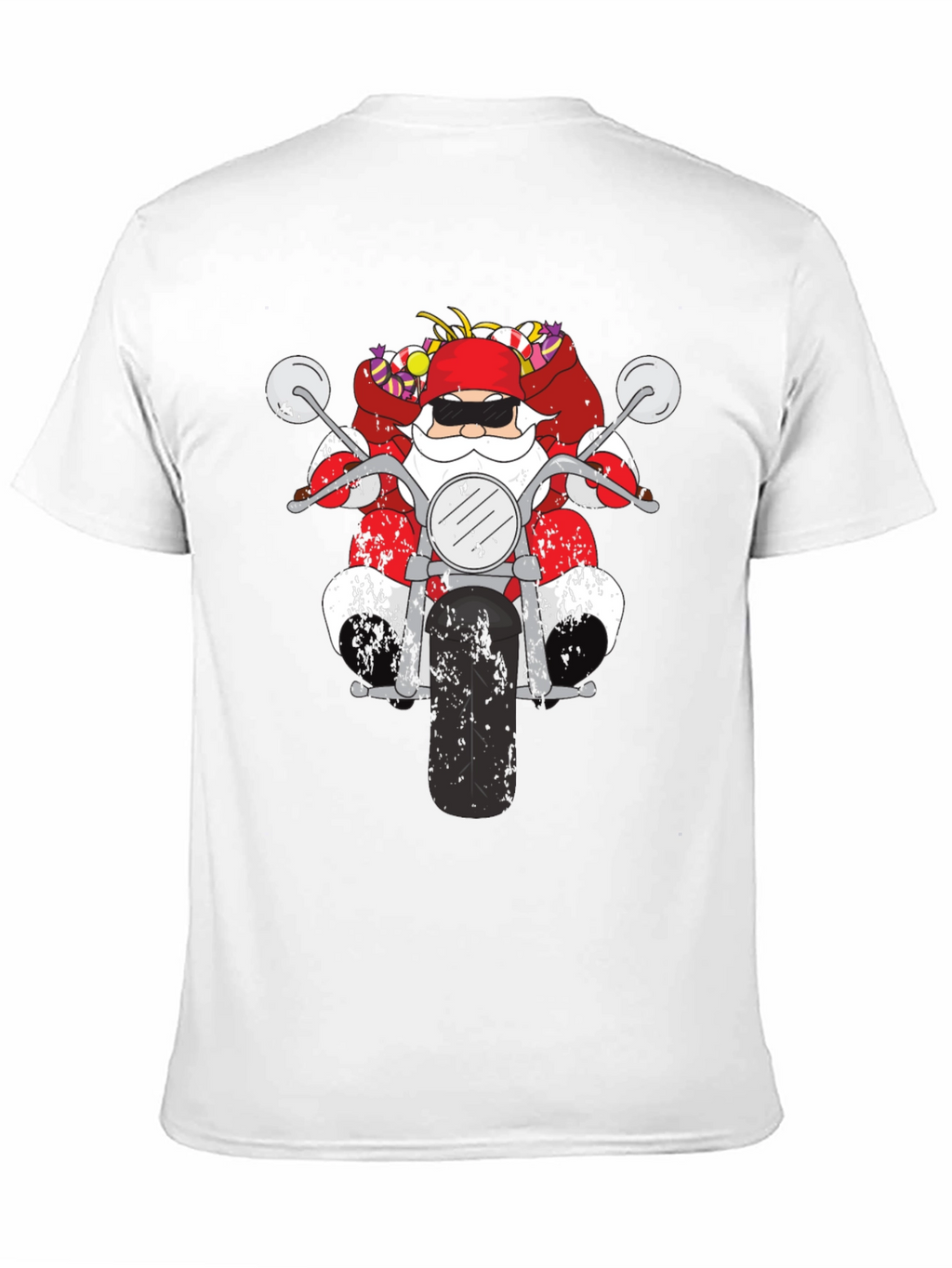 Santa on Motorcycle Graphic T-Shirt - Black