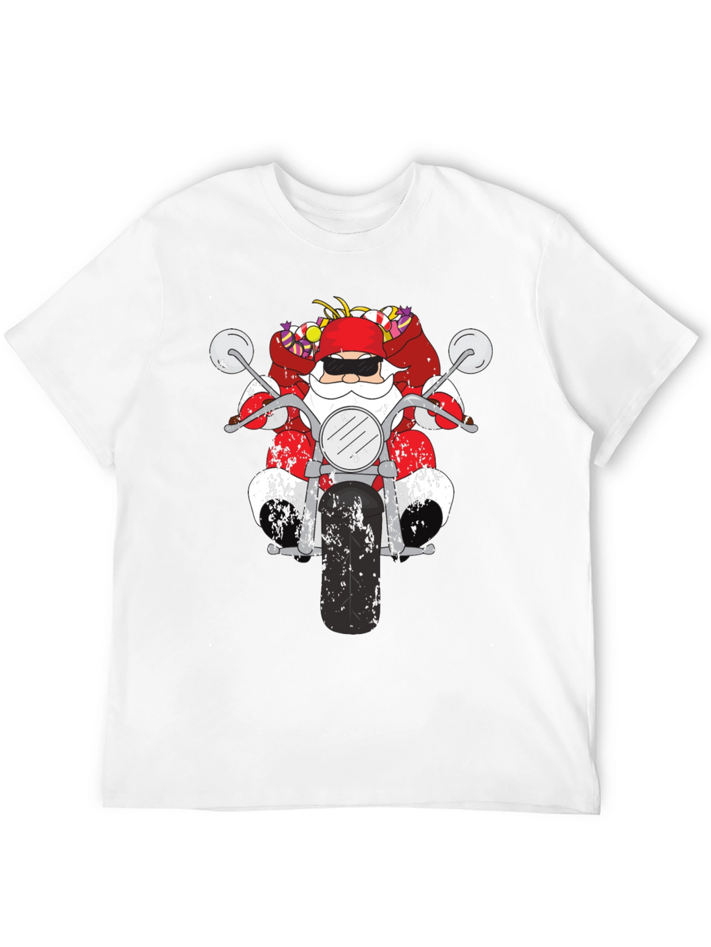 Santa on Motorcycle Graphic T-Shirt - Black
