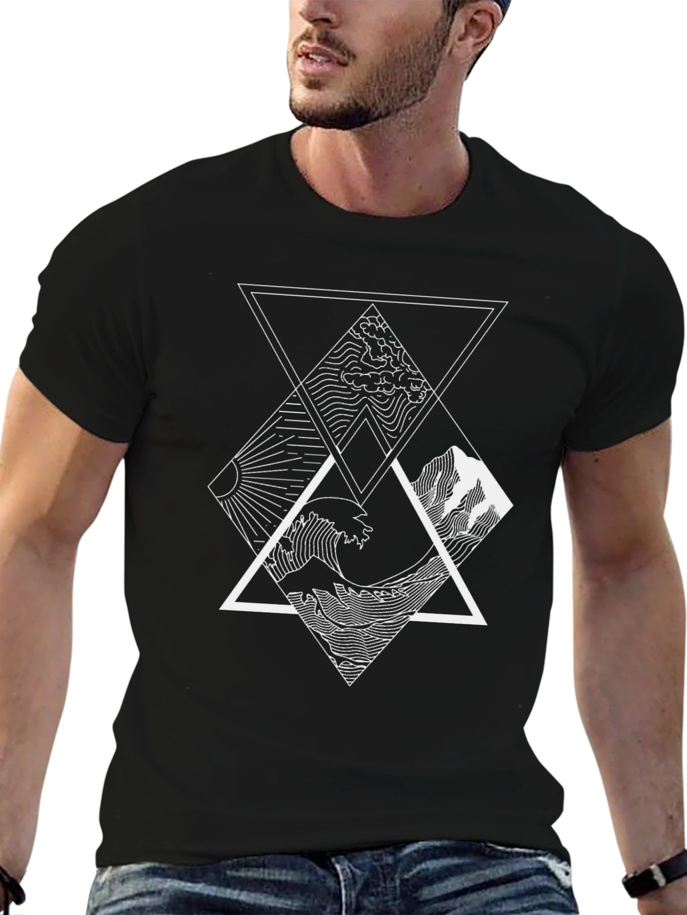 Geometric Nature T-Shirt - Black