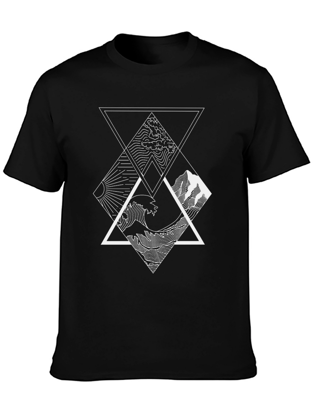 Geometric Nature T-Shirt - Black