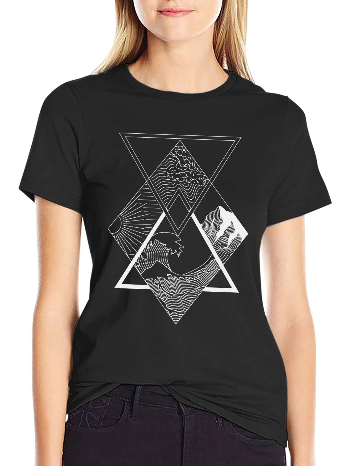Geometric Nature T-Shirt - Black