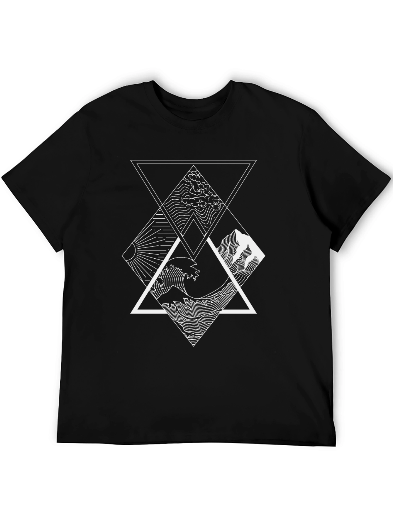 Geometric Nature T-Shirt - Black