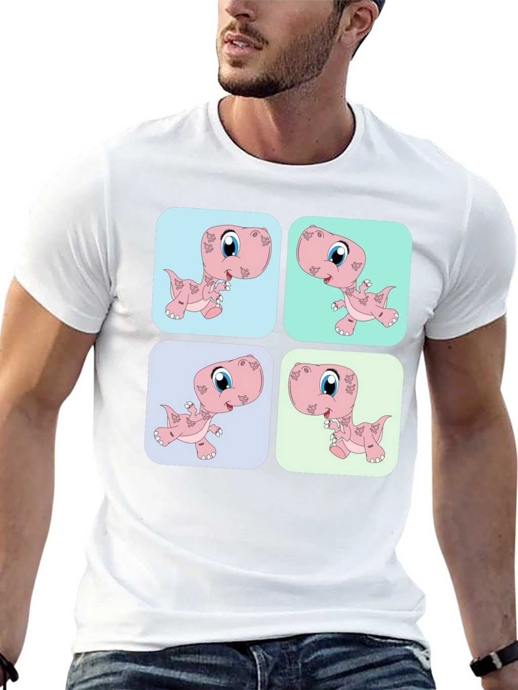 Cute Dinosaur T-Shirt - Pink Dino Pop Art