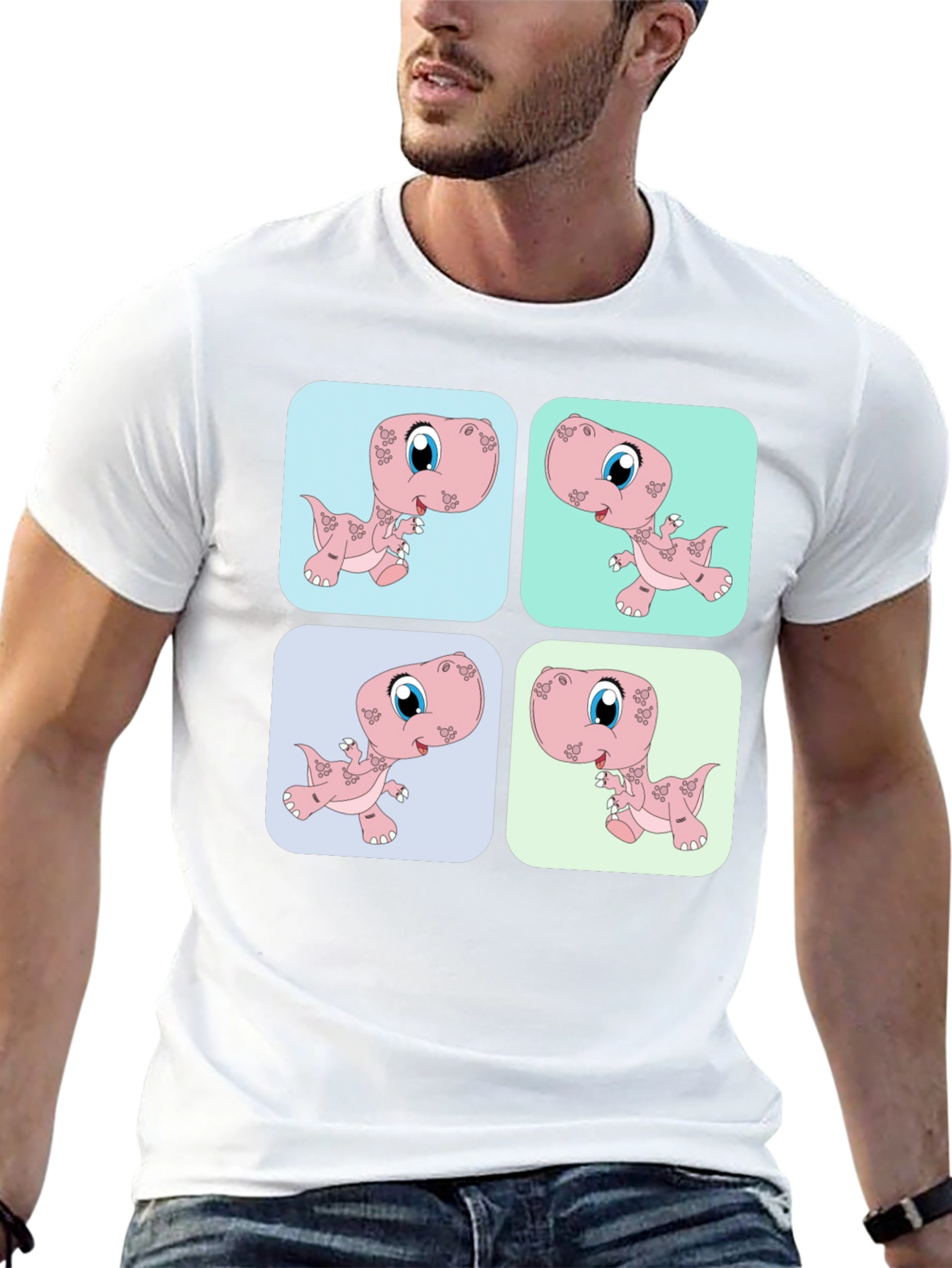 Cute Dinosaur T-Shirt - Pink Dino Pop Art