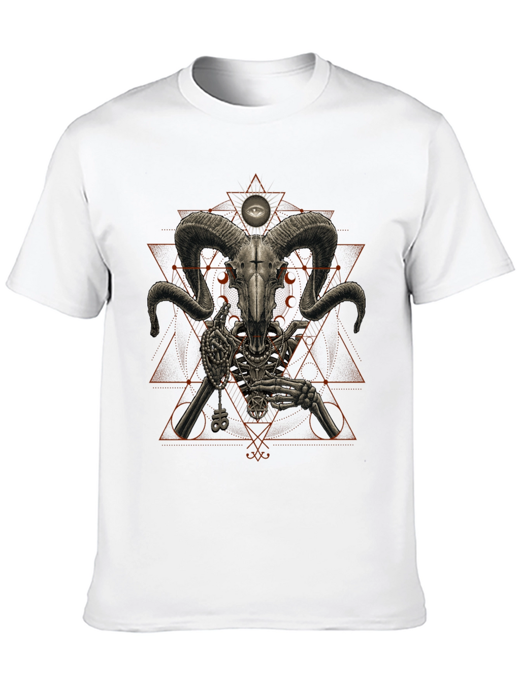 Occult Ram Skull Graphic Tee - Black T-Shirt