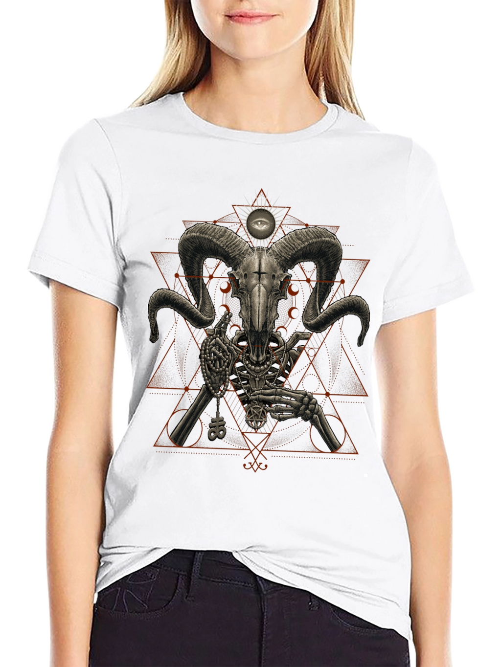 Occult Ram Skull Graphic Tee - Black T-Shirt