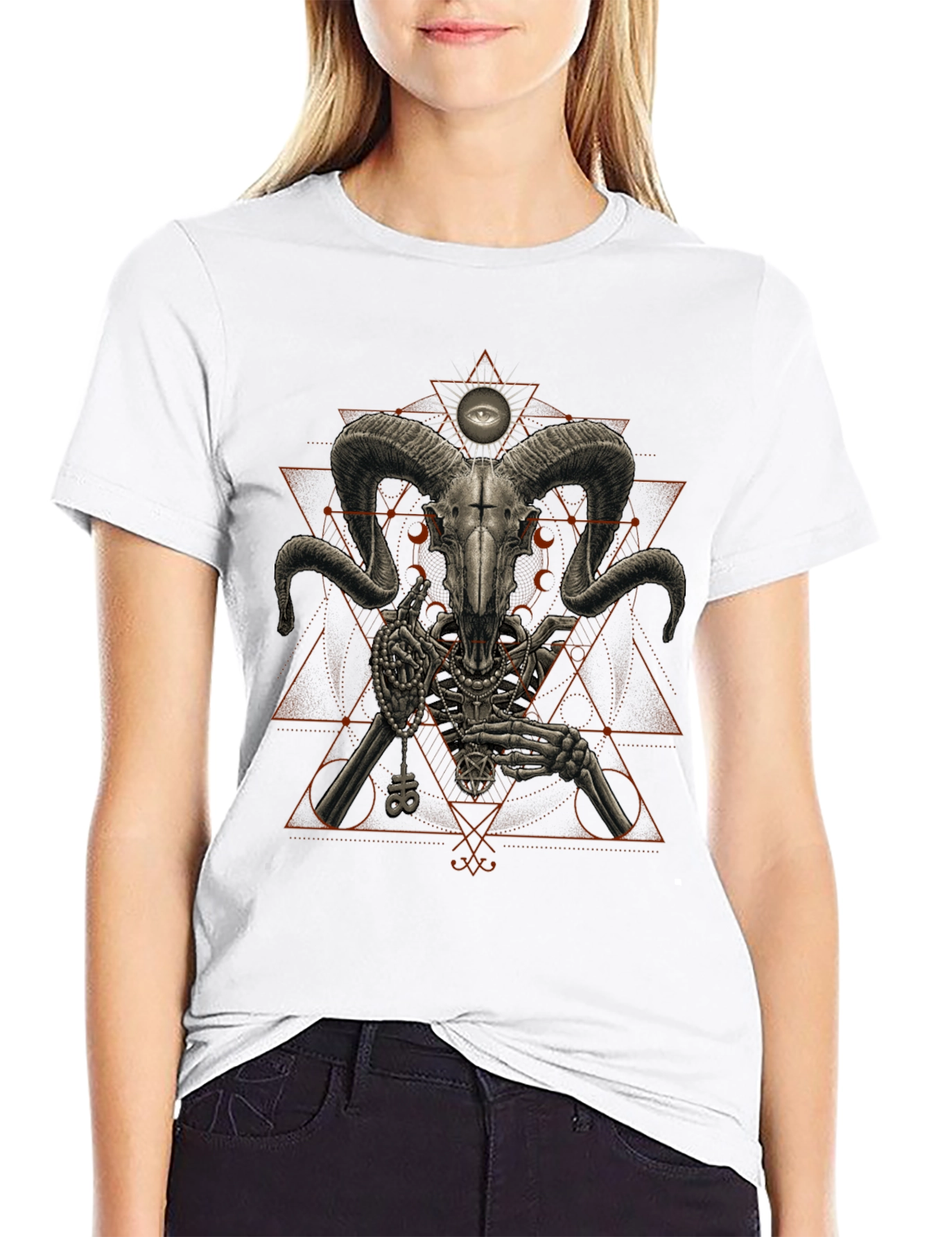 Occult Ram Skull Graphic Tee - Black T-Shirt