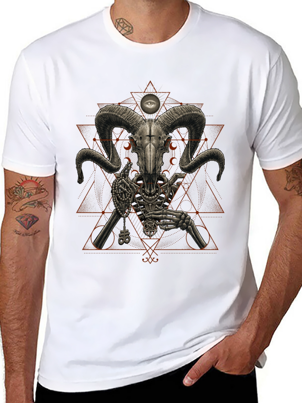 Occult Ram Skull Graphic Tee - Black T-Shirt
