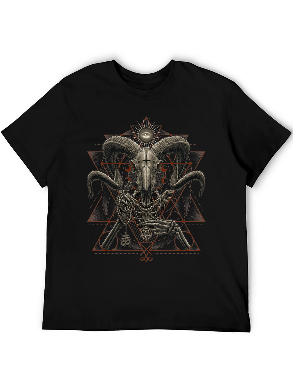 Occult Ram Skull Graphic Tee - Black T-Shirt