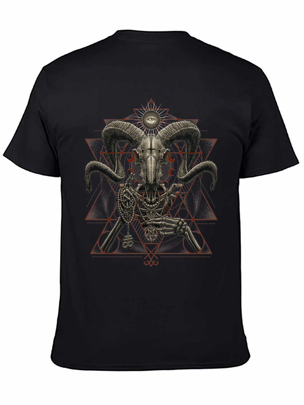 Occult Ram Skull Graphic Tee - Black T-Shirt