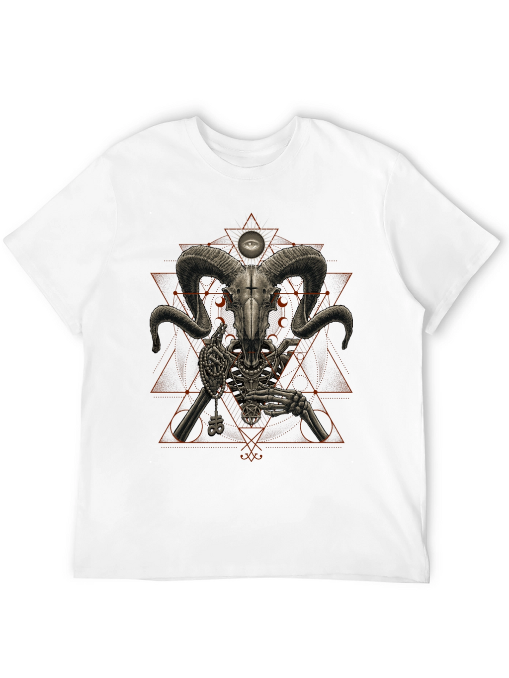 Occult Ram Skull Graphic Tee - Black T-Shirt