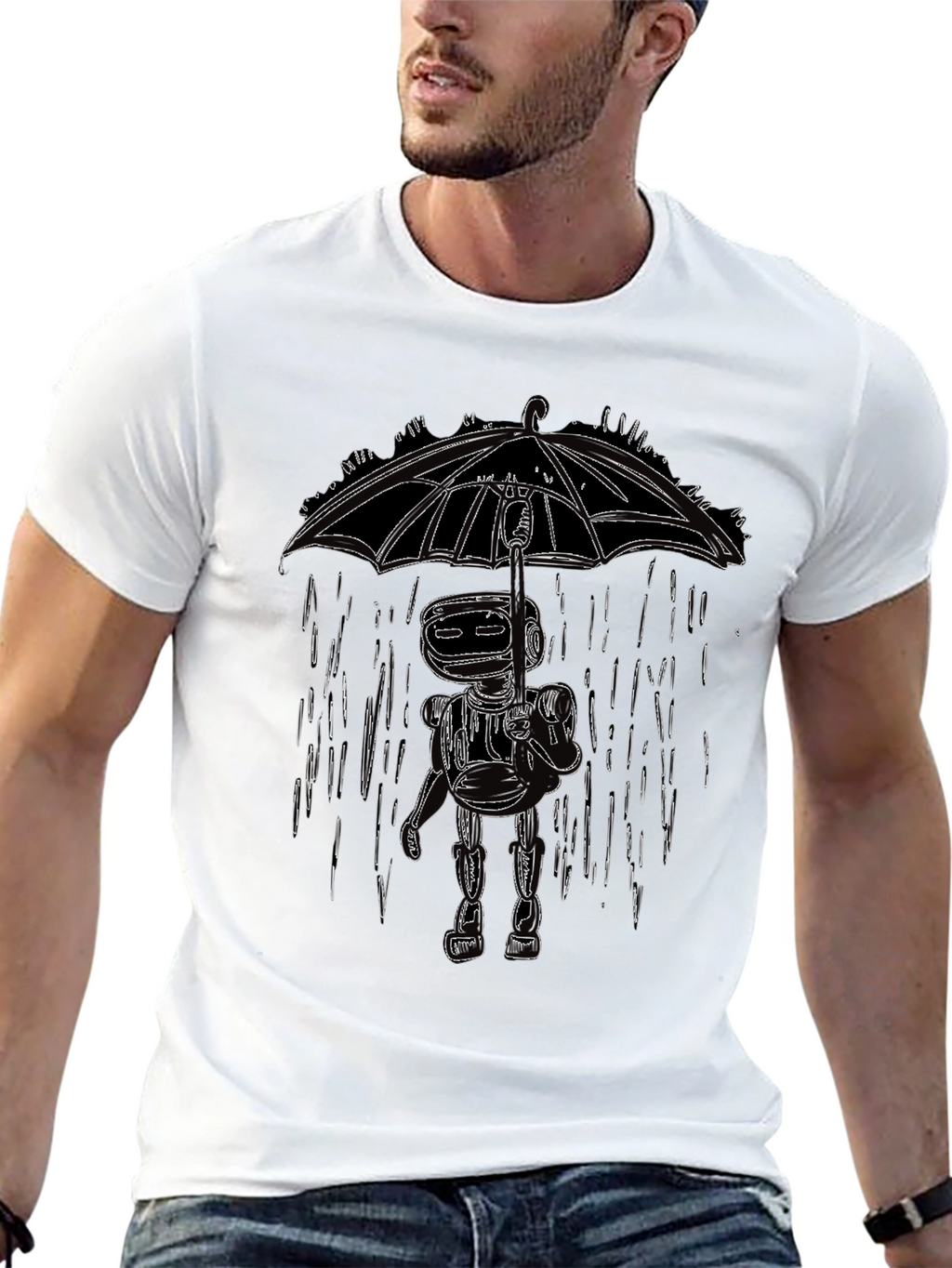 Rainy Day Robot Graphic Tee