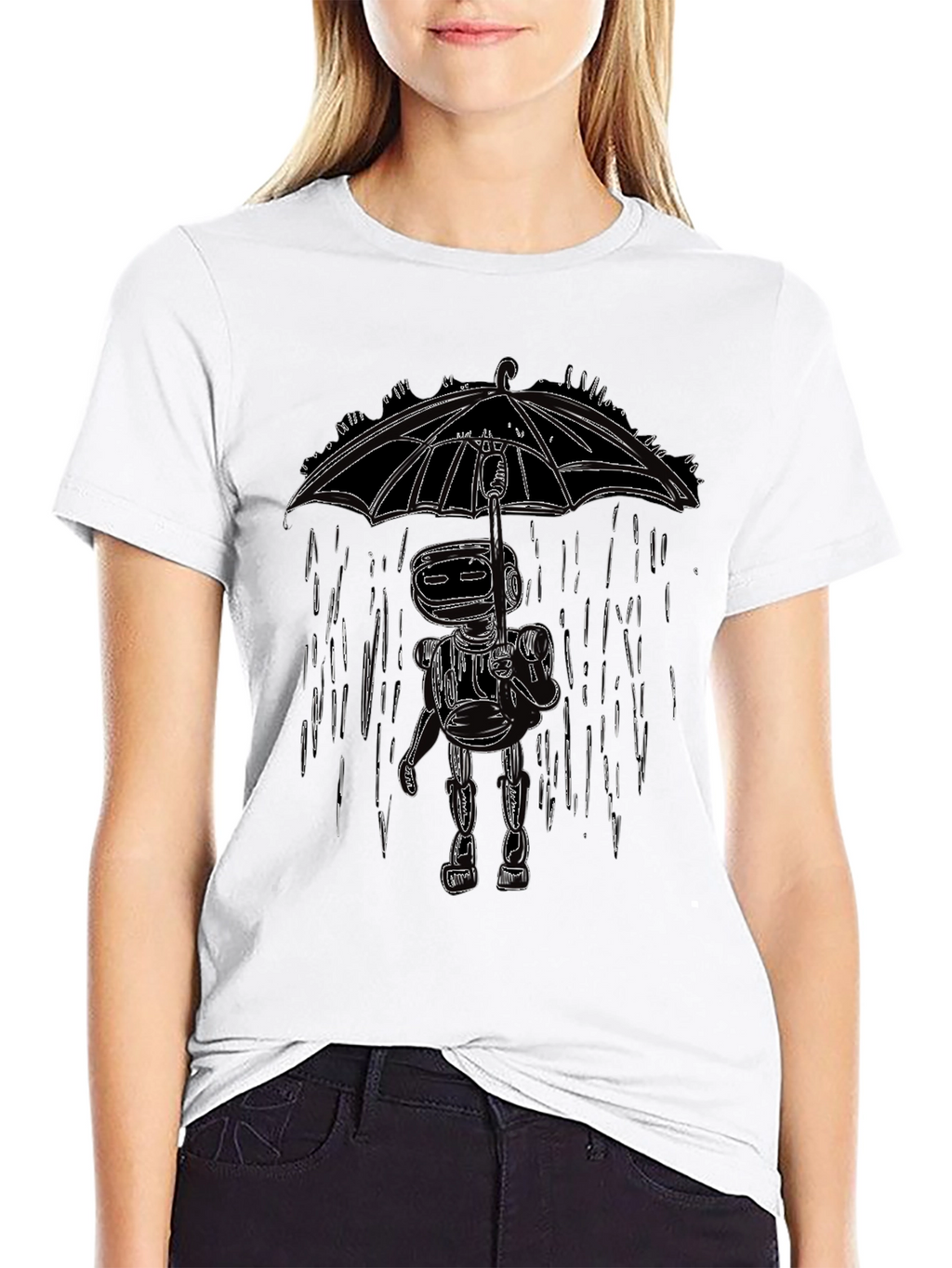 Rainy Day Robot Graphic Tee