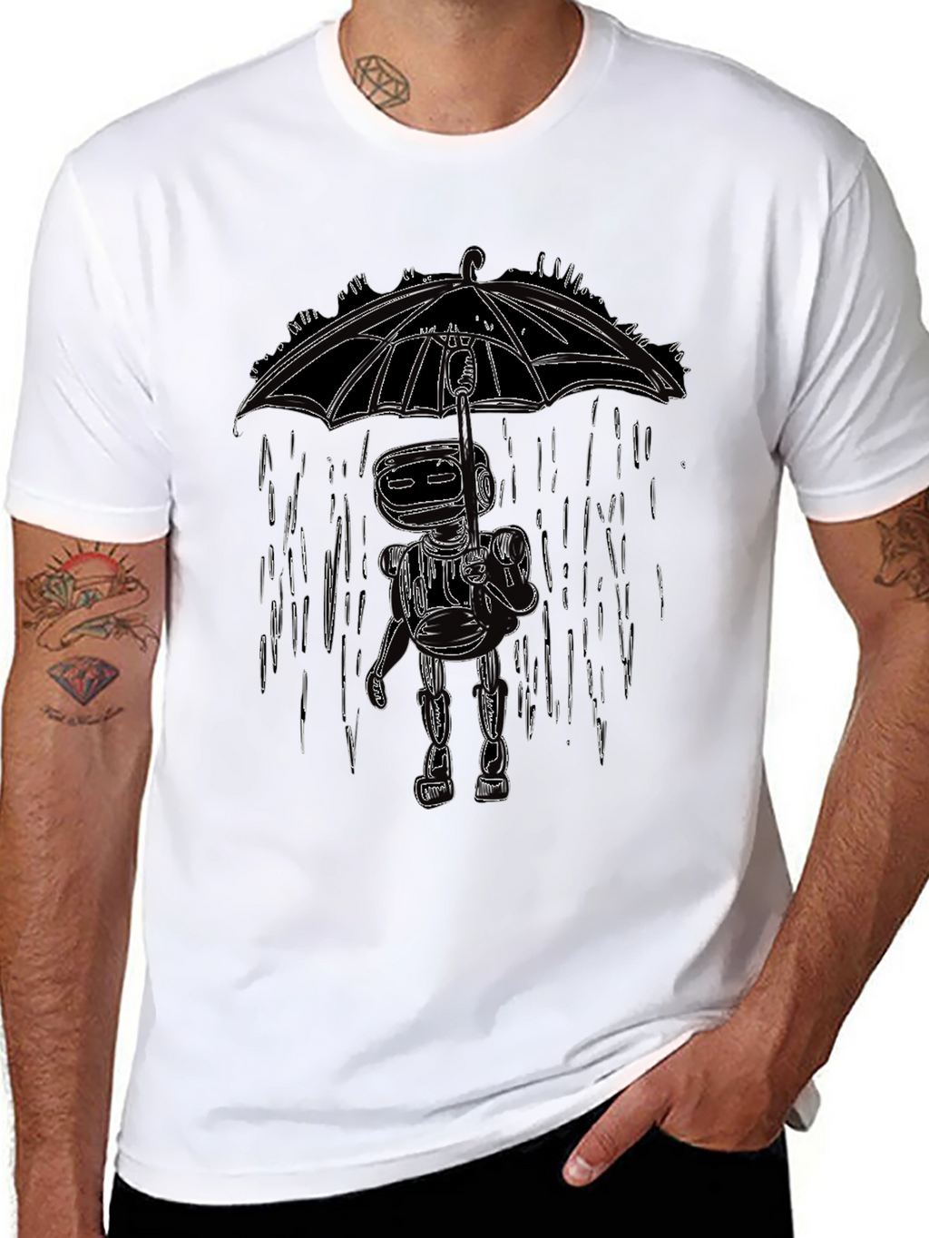 Rainy Day Robot Graphic Tee