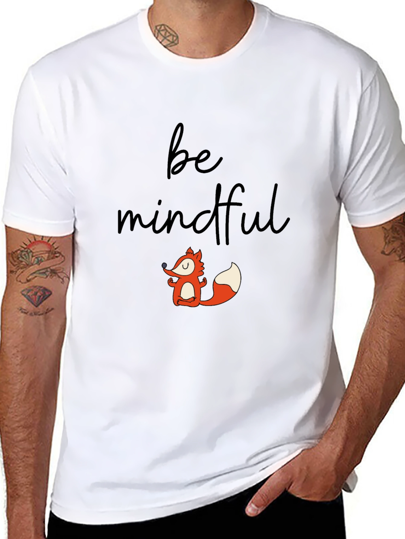 Mindful Fox Graphic Tee - Black