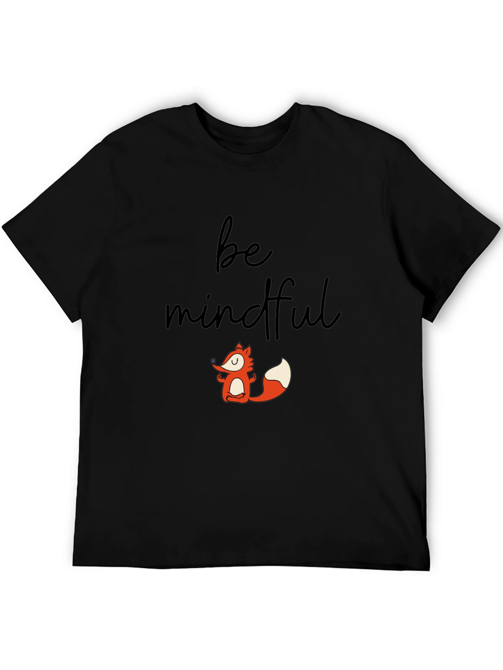 Mindful Fox Graphic Tee - Black