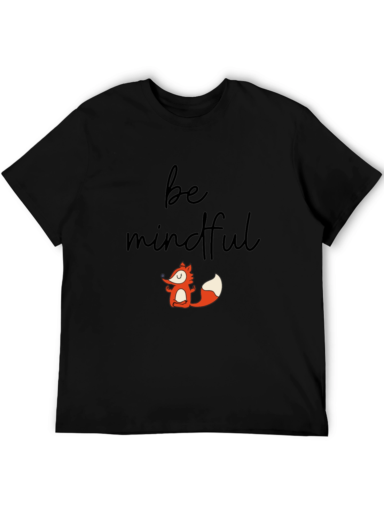 Mindful Fox Graphic Tee - Black