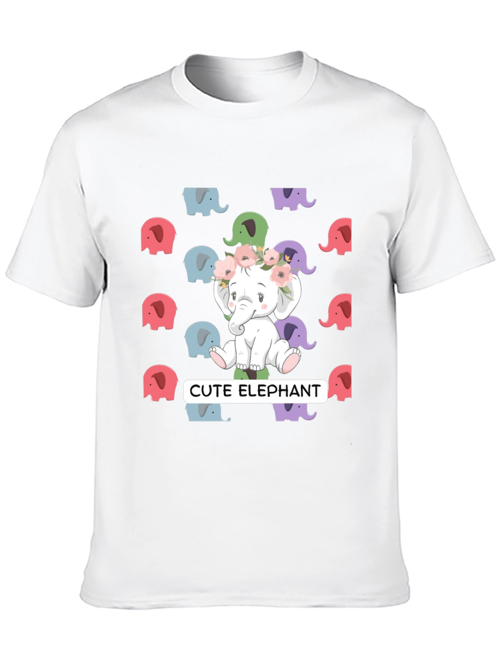 Cute Elephant Graphic Tee - Unisex Black T-Shirt