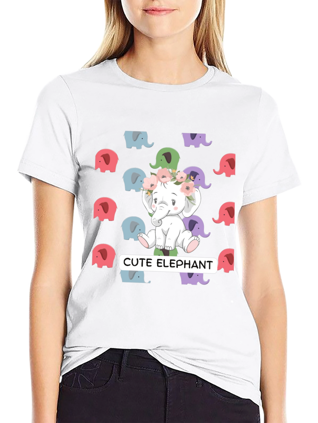Cute Elephant Graphic Tee - Unisex Black T-Shirt