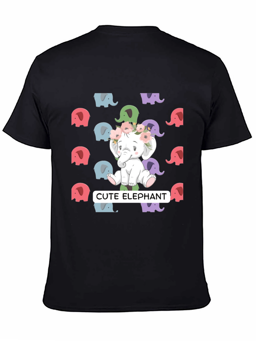 Cute Elephant Graphic Tee - Unisex Black T-Shirt