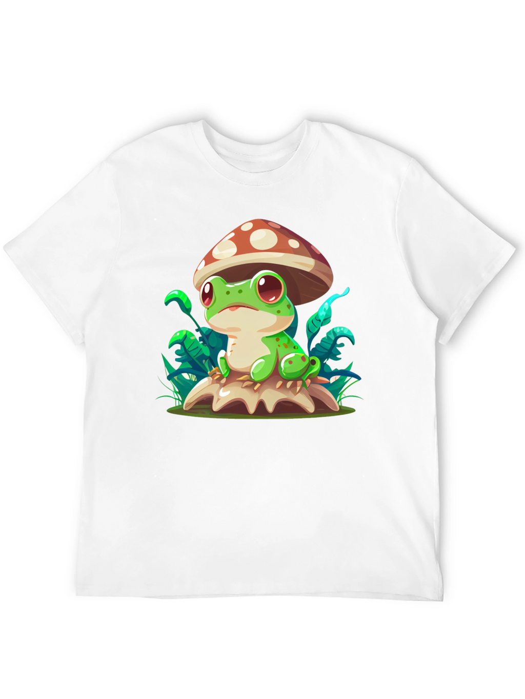 Frog on Mushroom T-Shirt - Cute Cartoon Tee