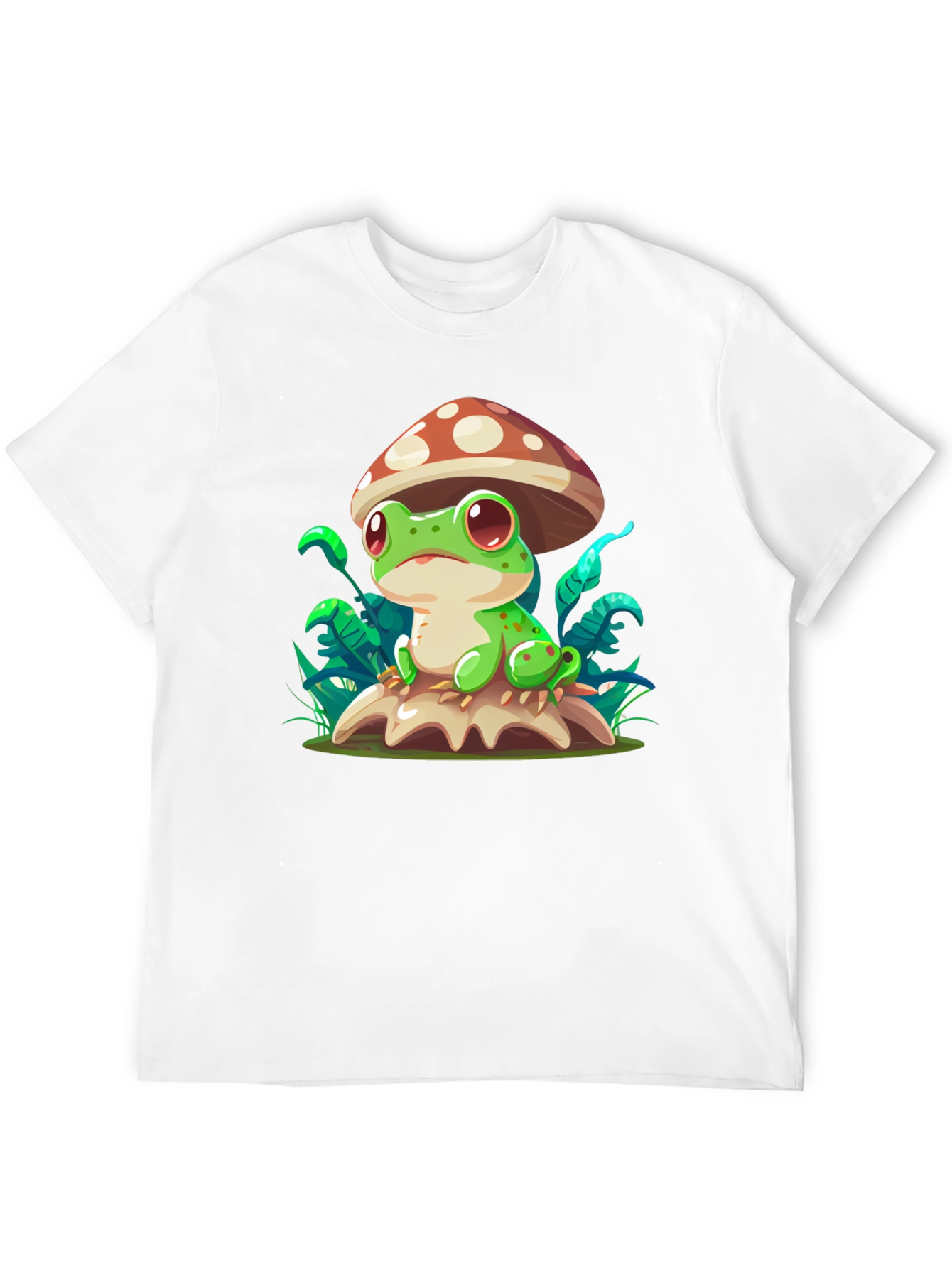 Frog on Mushroom T-Shirt - Cute Cartoon Tee