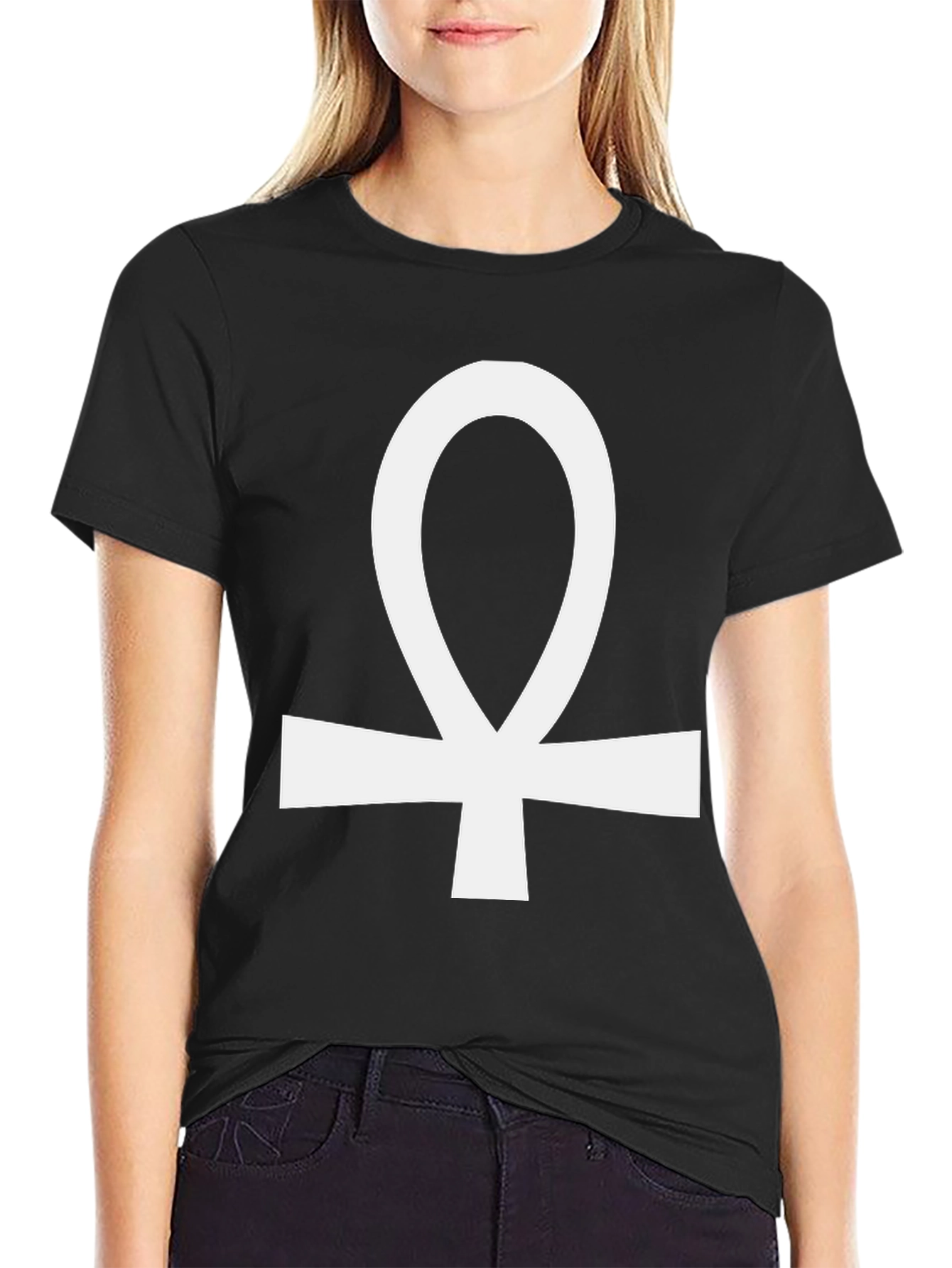 Ankh Symbol Graphic Tee - Black