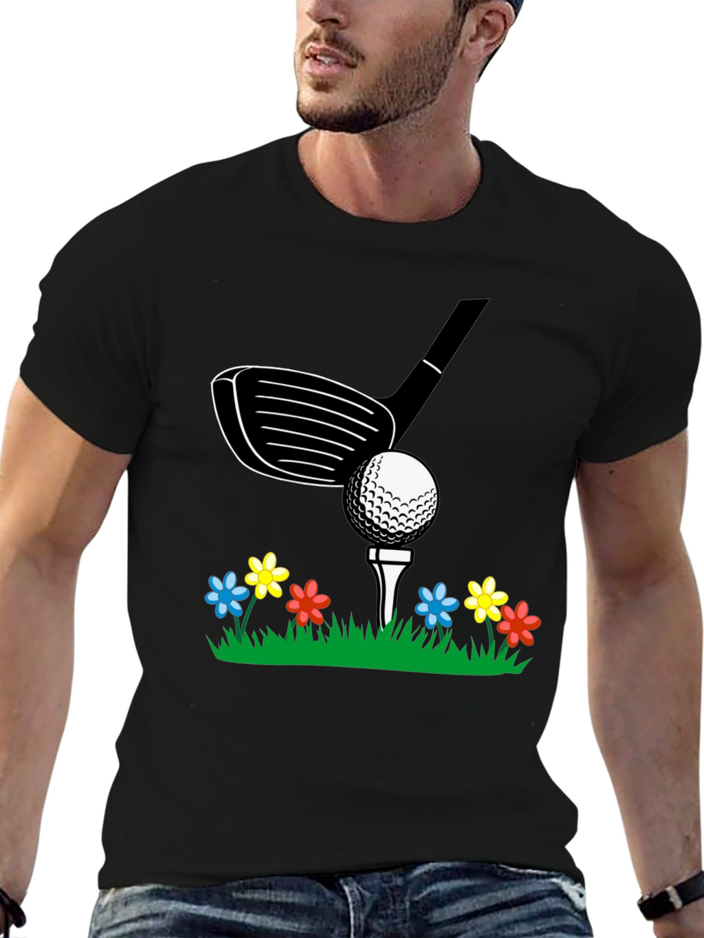 Golf Club & Flowers Graphic Tee