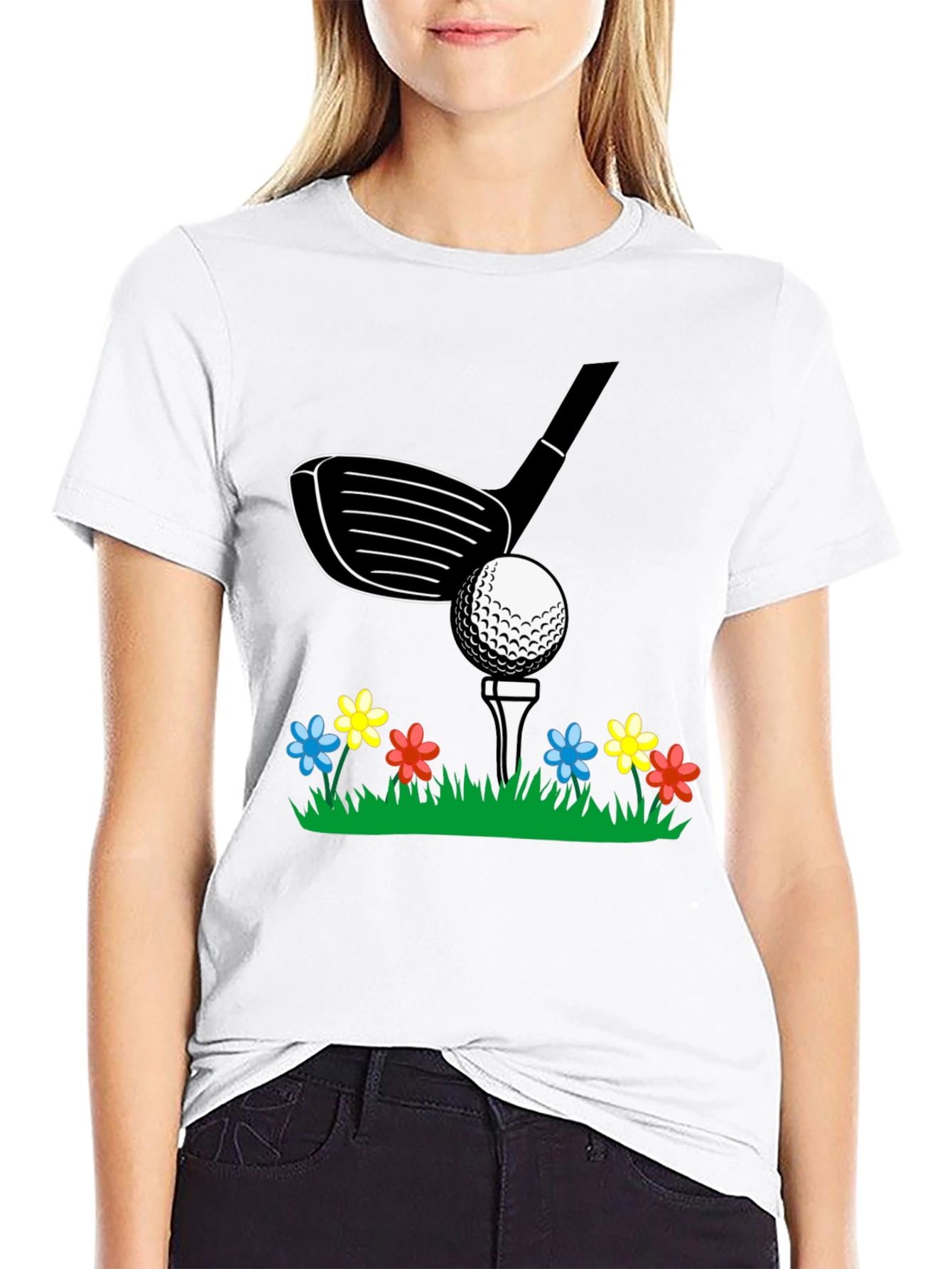 Golf Club & Flowers Graphic Tee