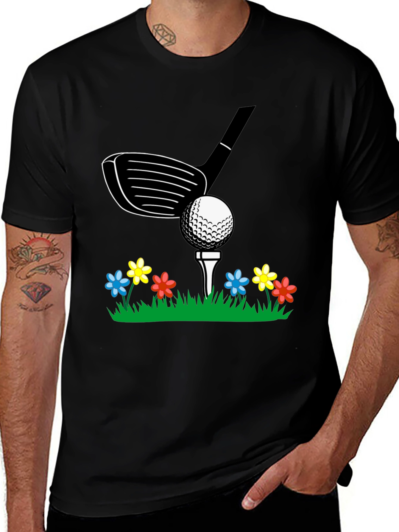 Golf Club & Flowers Graphic Tee