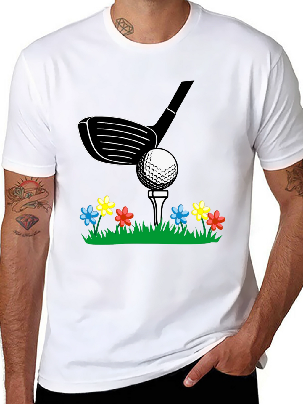 Golf Club & Flowers Graphic Tee
