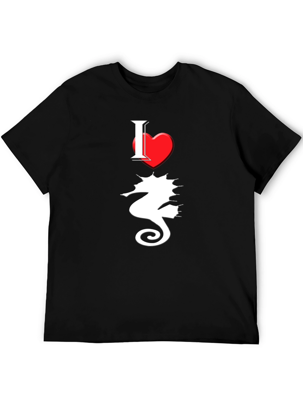 I Love Seahorses Black T-Shirt
