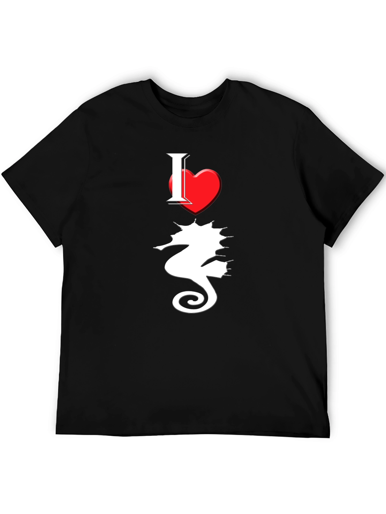 I Love Seahorses Black T-Shirt