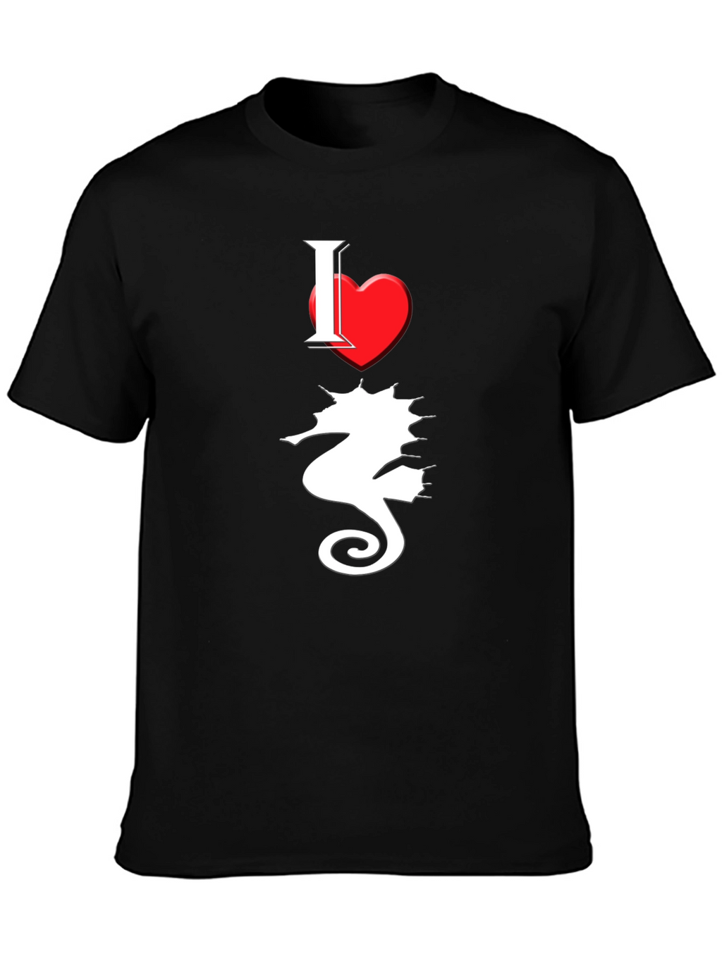 I Love Seahorses Black T-Shirt