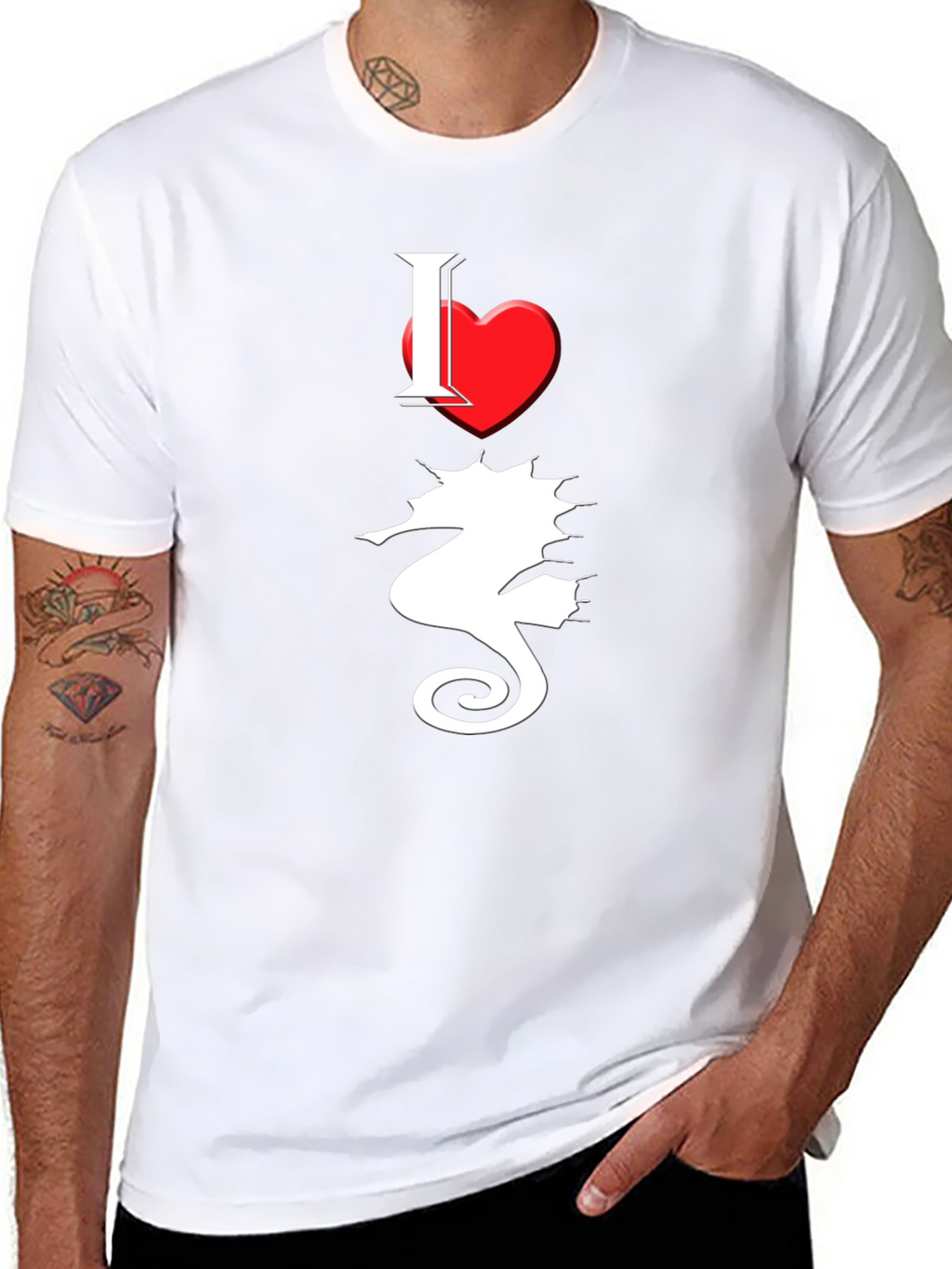 I Love Seahorses Black T-Shirt