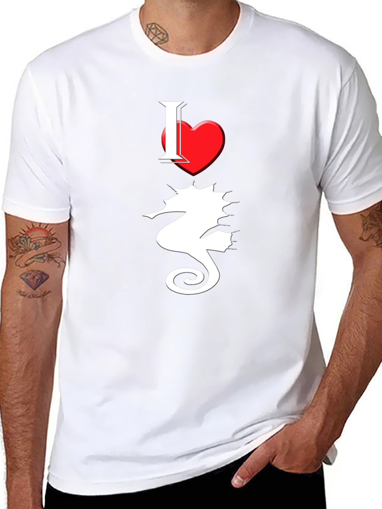 I Love Seahorses Black T-Shirt