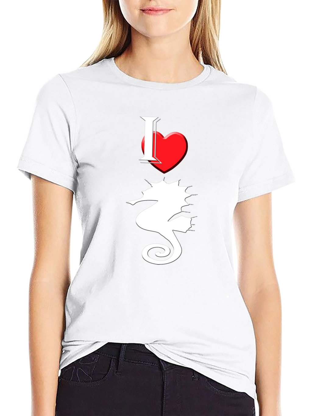 I Love Seahorses Black T-Shirt