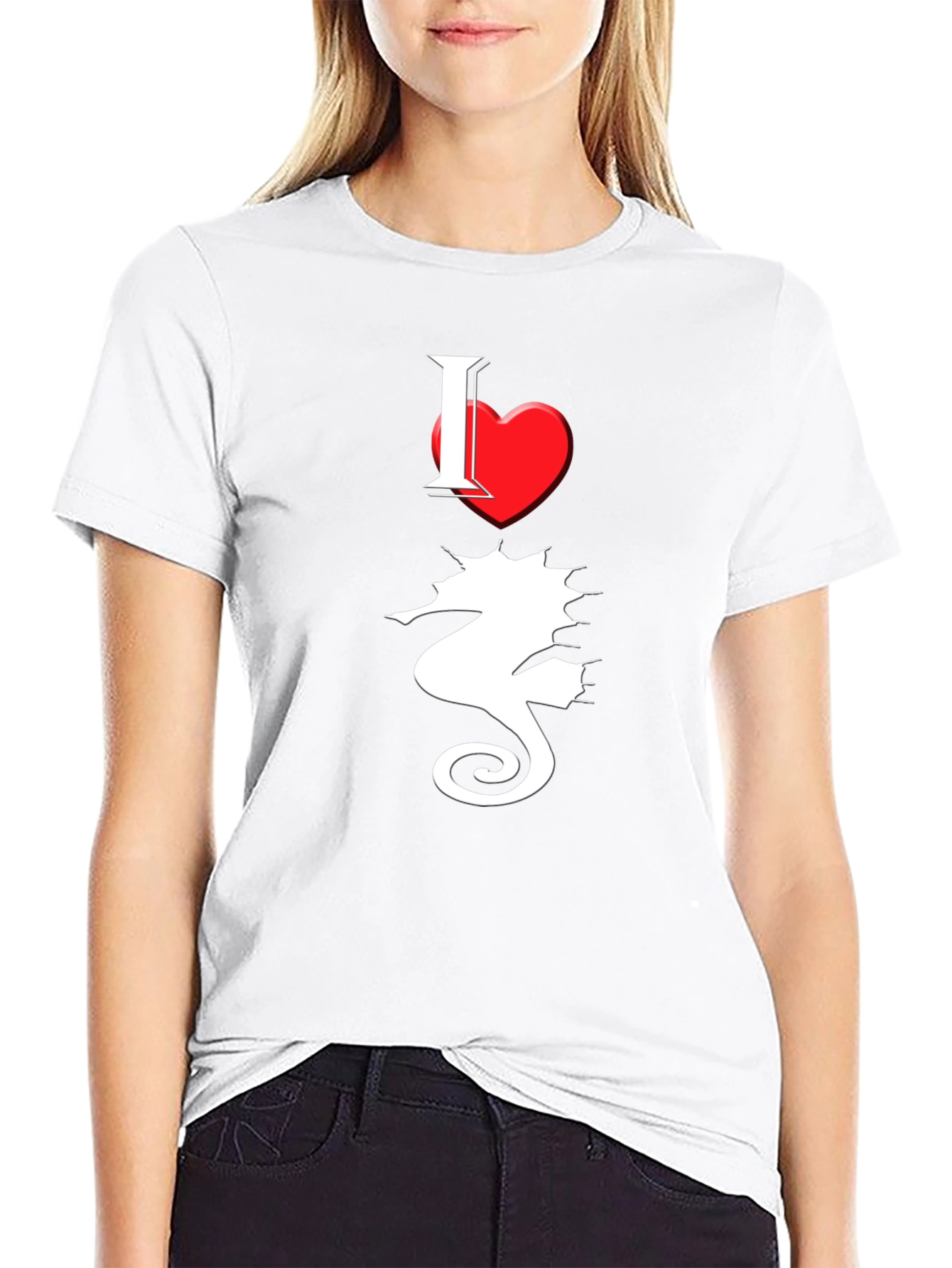 I Love Seahorses Black T-Shirt