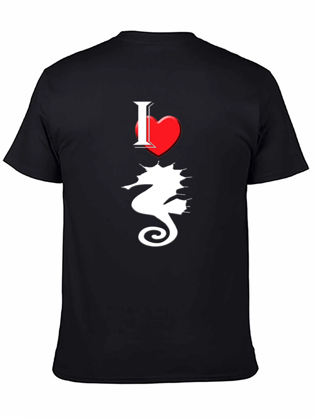 I Love Seahorses Black T-Shirt
