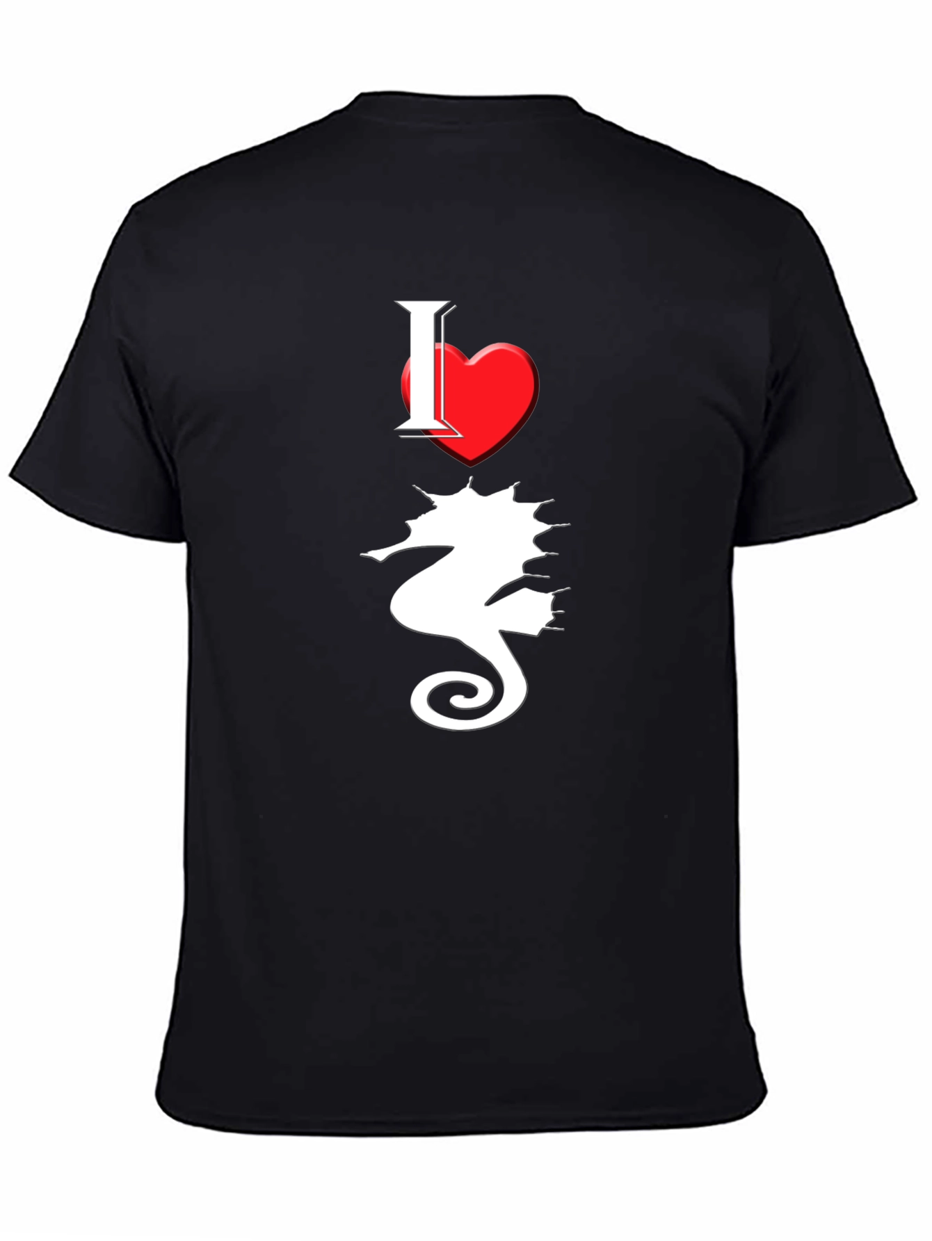 I Love Seahorses Black T-Shirt