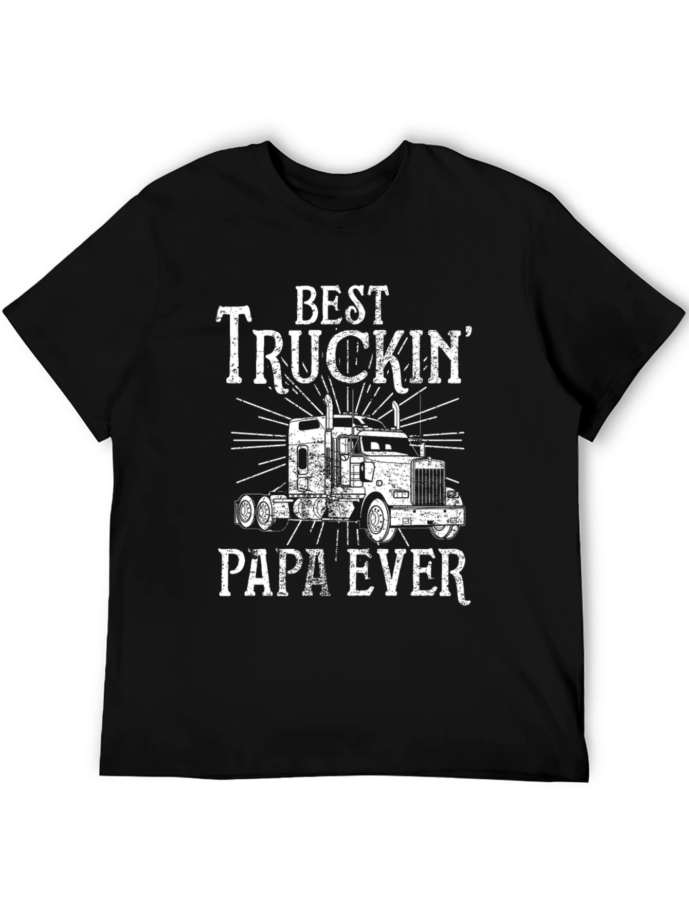 Best Truckin Papa Ever Black T-Shirt