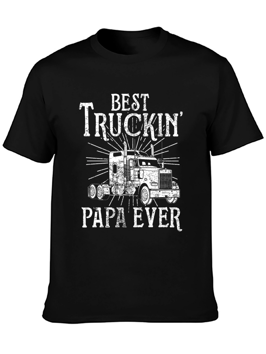 Best Truckin Papa Ever Black T-Shirt