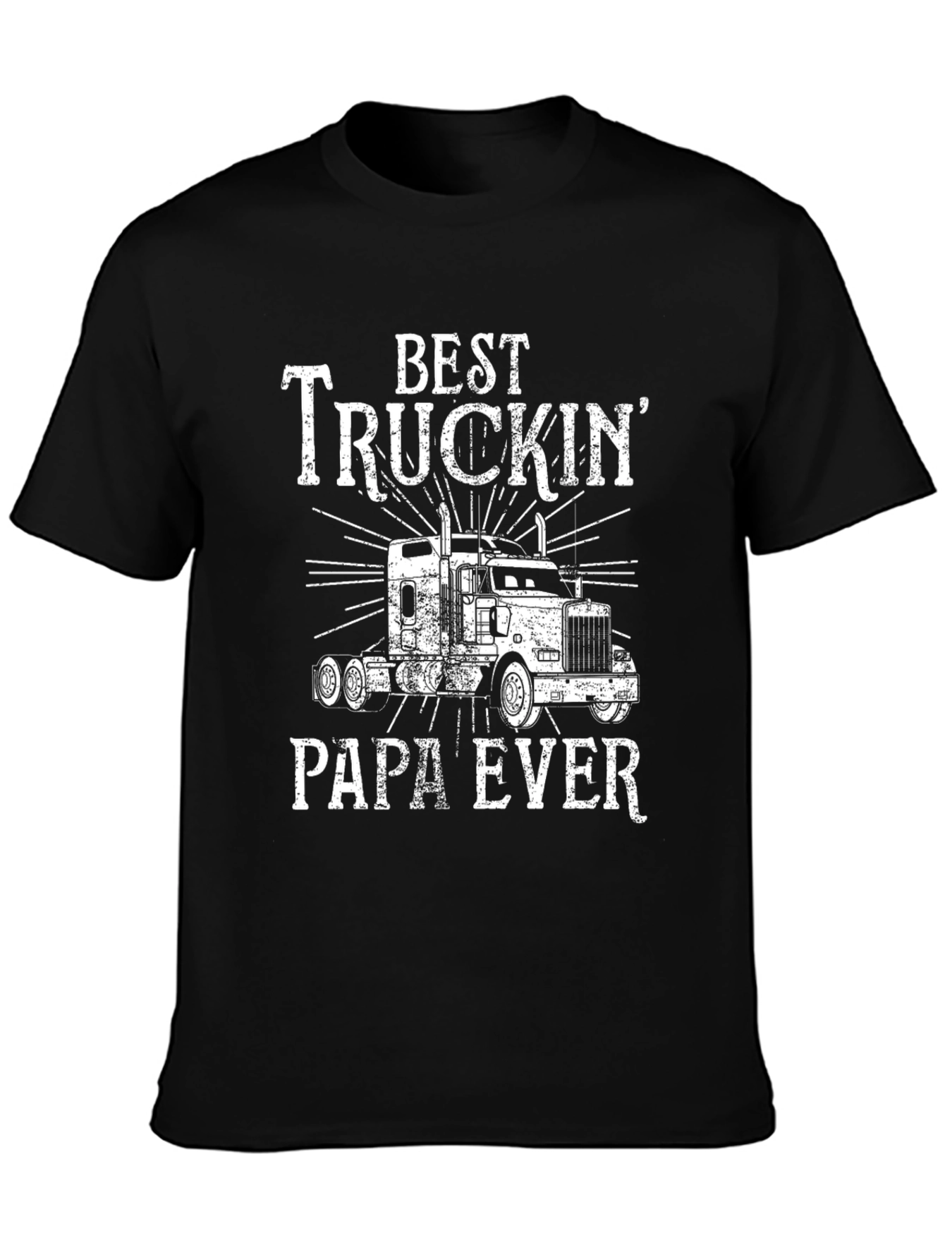 Best Truckin Papa Ever Black T-Shirt