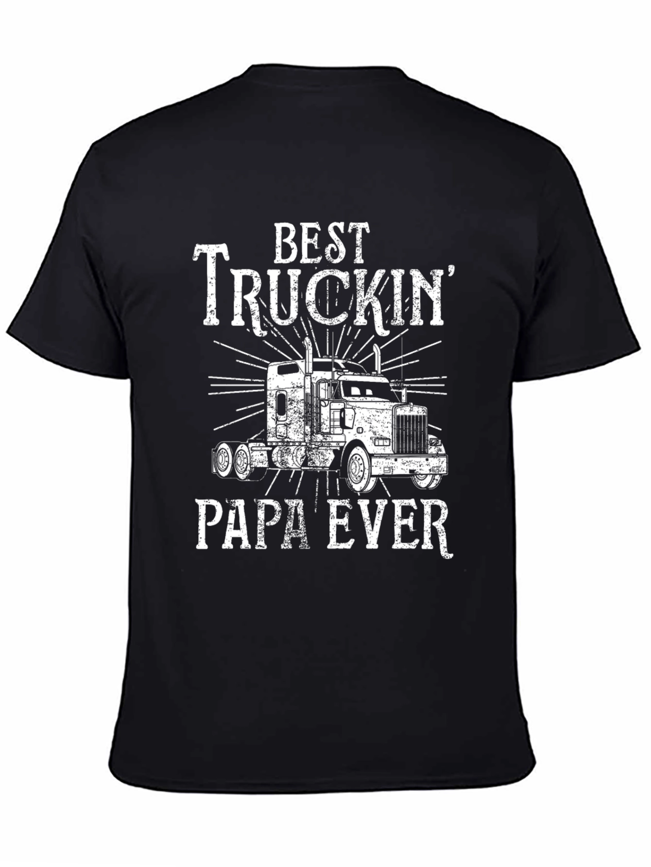 Best Truckin Papa Ever Black T-Shirt