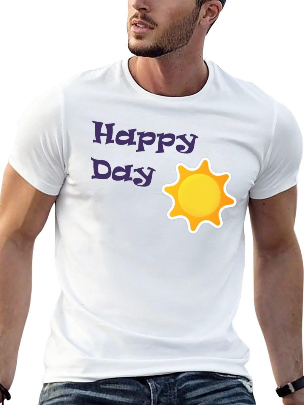 Happy Day Sun Graphic Black T-Shirt