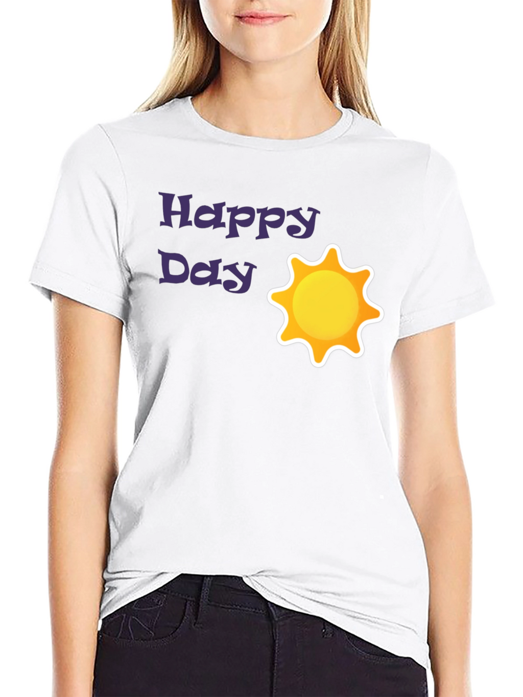 Happy Day Sun Graphic Black T-Shirt